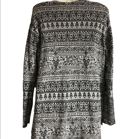 J. Jill cardigan Small 100% cotton open high low hem artistic shrug black white - Picture 3 of 7